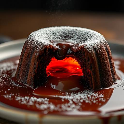 Chocolate Lava Cake: Warm chocolate cake with a molten chocolate center.