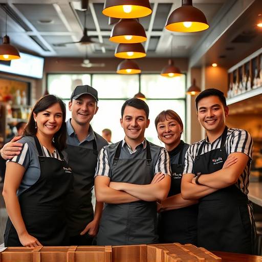 Group photo of the friendly and professional staff at The Gilded Spoon restaurant.