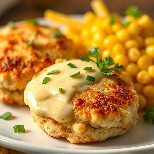 Jumbo Lump Crab Cakes with Remoulade Sauce and Corn Salad