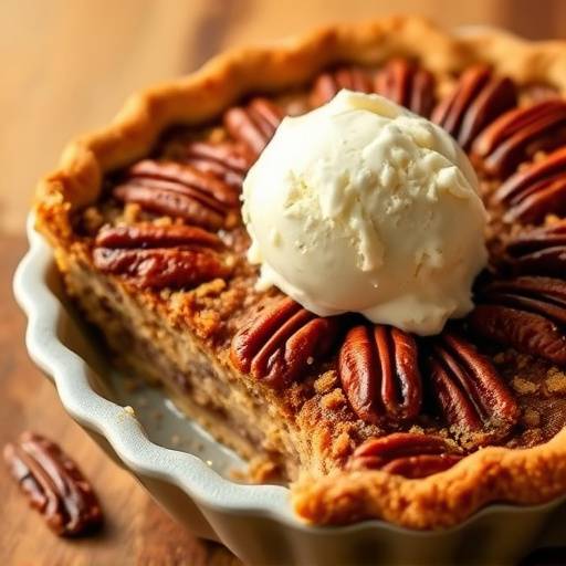 Pecan Pie: Homemade Pecan Pie with vanilla ice cream.