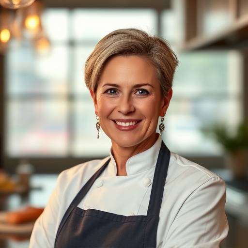 Portrait of Evelyn Sterling, Executive Chef and Founder of The Gilded Spoon.