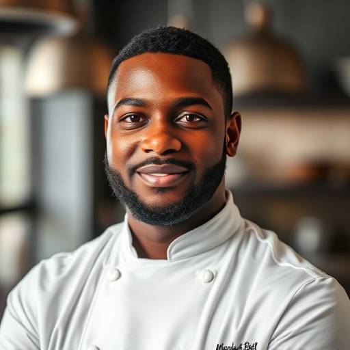 Portrait of Marcus Bell, Sous Chef at The Gilded Spoon.
